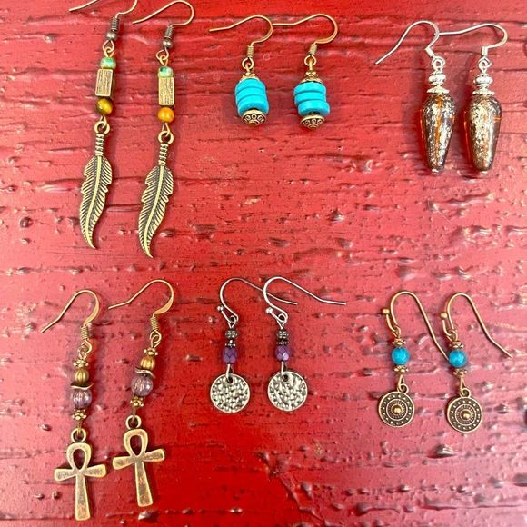 Earring Lot 10 Pair Hand Crafted Artisan Earrings Bohemian Earrings NEW # 196 - Picture 2 of 5